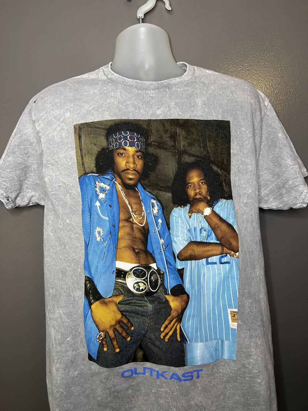 Outkast Shirt Mens Large Gray Acid Wash Andre 3000 Big Boi Graphic Tee Hip Hop